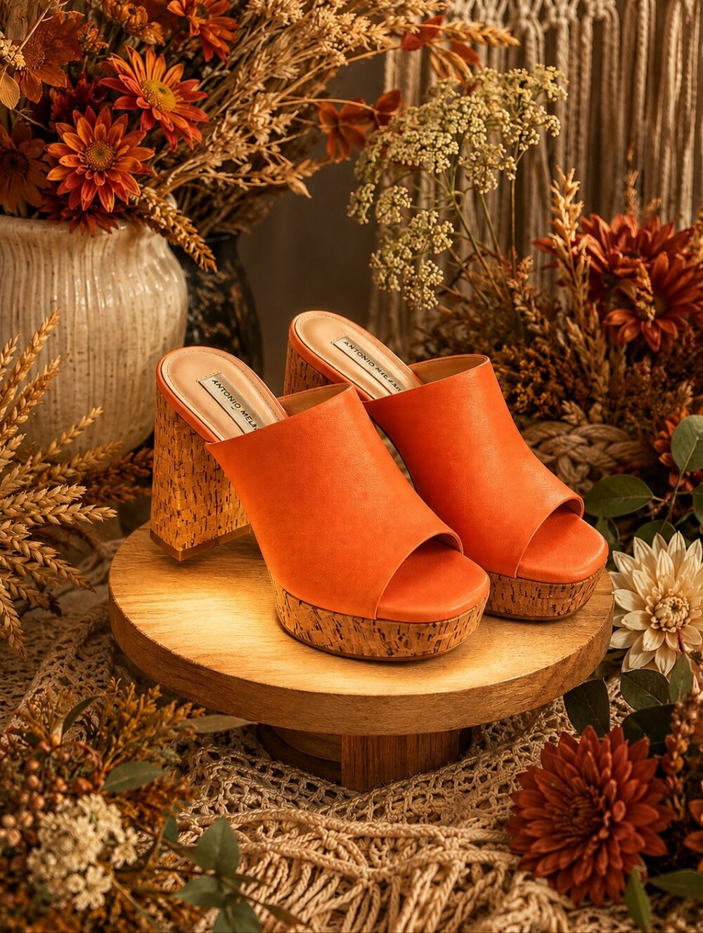 Antonio Melani Leather & Cork Platform Mules | Size 8 | EUC - Picture 1 of 11